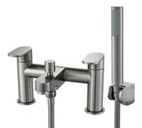 G-Rad Kova Sanford Bathroom Bath Shower Mixer Tap Handset Modern Dual Lever Handle Deck Mounted In Gun Metal
