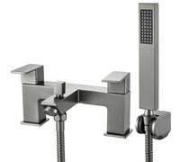 G-Rad Kova Windon Bathroom Bath Filler Shower Mixer Tap Handset Modern Dual Lever Handle Deck Mounted In Gun Metal