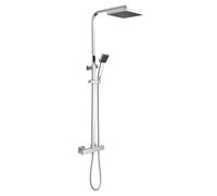 nuie JTY386 | Modern Bathroom Square Thermostatic Bar Shower with Kit and Handset, 1200mm x 200mm, Chrome/Black