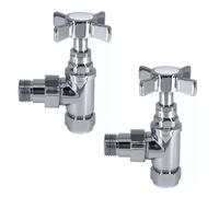 G-Rad Pair Of Traditional Cross Headed Manual Angled Radiator Valves - Chrome
