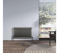 G-Rad Raw Metal Double Column Horizontal Cast Iron Radiator - (H) 600 x (W) 990mm - Modern Contemporary High-Output Heavy Duty Radiator - Wall Mounted Central Heating for Home Living Dining Bedroom