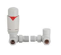 G-Rad Thermostatic Radiator Valve Set Trv Corner With Lockshield 15mm X 1/2" - Refined Style White