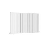 G-Rad White Double Column Flat Horizontal Aluminium Radiator - (H) 600 x (W) 1180mm - Modern Streamlined High-Output Heavy Duty Radiator for Home Living Room Kitchen Dining Bedroom Heating