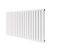 G-Rad White Double Oval Panel Column Horizontal Radiator - (H) 600 x (W) 1200mm - Modern Contemporary High-Output Heavy Duty Designer Radiator - Wall Mounted Heating For Home Living Dining Bedroom