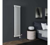 G-Rad White Electrical Column Vertical Radiator Traditional Style Electric Heating - (H) 1500 X (W) 285mm