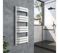 G-Rad White Heated Towel Rail Flat Panel Bow Fronted Designer Bathroom Radiator - (H) 1200 X (W) 550mm