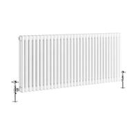 G-Rad White Triple Column Horizontal Cast Iron Radiator - (H) 600 x (W) 1445mm - Modern Contemporary High-Output Heavy Duty Radiator - Wall Mounted Central Heating For Home Décor Living Dining Bedroom