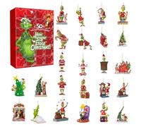 G-rinch Advent Calendar 2025 G-rinch Christmas Countdown Calendar 24/12PC 2D Acrylic Cute Cartoon Elf Figures Doll Xmas Vacation Stuffer Gifts Idea