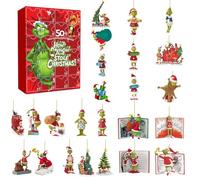 G-rinch Advent Calendar 2025 G-rinch Christmas Countdown Calendar 24/12PC 2D Acrylic Cute Cartoon Elf Figures Doll Xmas Vacation Stuffer Gifts Idea