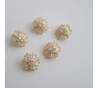 G-RUI 5pc/lot Luxury Crystal Buttons for Clothes Cubic Zirconia Metal Shank Button for Coat Decorative CZ Sewing Buttons for Shirts (CX-019-Golden)