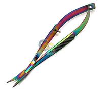G.S Curved Rainbow Colored Titanium Tipped EZ Snips (4.5IN) Embroidery Scissors