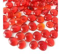 G&S homedeko 100Pcs Glass Pebbles,500g Red Flat Marble Beads,Decorative Stones for Vases,Aquarium Gravel,Art Craft,Flowerpot,Landscaping,Home Decor & Christmas Decoration