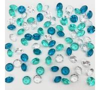 G&S homedeko 150 Pcs Mixed Tiny Acrylic Table Scatter Crystals Acrylic Diamonds Rhinestones for Vase Filler Table Decoration Wedding Decoration Bridal Shower Decoration (Teal/Blue/Clear)