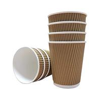 G&S PACKING UK LTD 100 X12oz / 360ml Kraft Triple Walled Disposable Paper Ripple Cups