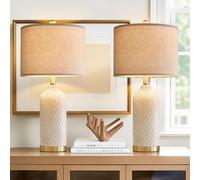 G-Safava 24.25" Table Lamps Set Of 2 Modern Ceramic For Living Room Bedside Gold Night Stands Boho Bedroom Farmhouse Side End