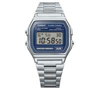 G-Shock A158WEA-2AVEF Vintage Digital Blue Rectangular Dial Silver-Tone Bracelet Watch