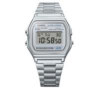 G-Shock A158WEA-7VEF Vintage Digital White Rectangular Dial Silver-Tone Bracelet Watch
