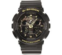 Casio GA-100CF-1A9ER Men's G-Shock Alarm Chronograph Resin Strap Watch, Black/Amber