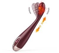 G Spot Clitoral Vibrator, Quick Orgasm Finger Vibe with 7 Vibrations & 2 Heating Modes for Nipple Vagina Tits Clits Clitoris Anal Stimulation, Adult Female Couple Sex Toys (Red)