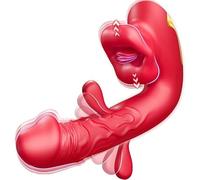 G-Spot Vibrator Dildo Toy - for Couples with 10 Flapping & Vibrating & Licking Biting Modes Tongue Sucking Clitoral Stimulator for Women, Adult Female Toys Vibrators for Vaginal Pleasure