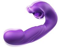 G-Spot Vibrator for Women - 3-in-1 Thrusting, Vibrating & Licking Tongue Stimulator | Body-Safe Silicone, USB Rechargeable, Quiet & Water-Resistant Adult Toy