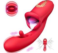 G Spot Vibrator Tongue Sex Toys Realistic Dildo Vibrator, 3 in 1 G Spot Vibrator for Women, Clitoral Vibrators with 10 Vibrations 10 Tongue Licking Nipple Clit Stimulator Adult Sex Toys for Women