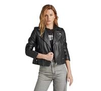 G-Star Women's Leather Biker Jacket , Black (dk black D24263-D555-6484), XXS