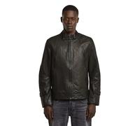 Biker Leather Jacket - Black - Men S