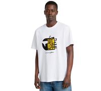 Unisex Boombox Cartoon Loose T-Shirt - White - Men M