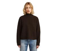 Cable Double Collar Knit - Brown - Women L