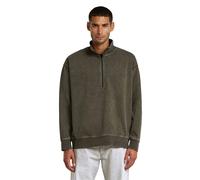 Washed HB Relaxed Half Zip Sweater - Grey - Men M