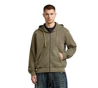 Unit Washed Full Zip Hooded Sweater - Brown - Men L