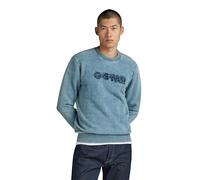 G-STAR Men's Indigo Distressed Logo Sweater Sweatshirt