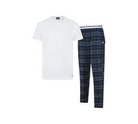 G-STAR Men's Marlow Pajama Set, Bright White-Navy Check, M (Pack of 2)