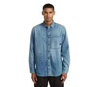 G-STAR Men's Regular 1-pkt Shirt ls, Size: L, Color Blue