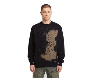 G-STAR Men's Sprayed 89 Gr Relaxed R Knit Sweater, Black (Dk Black D27772-d488-6484), XS