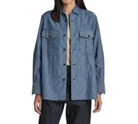 G-STAR Officer BF L/S Women Shirt S Blue Denim Look Linen Blend Button Oversized