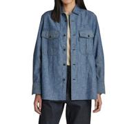 G-Star Officer Bf L/S Women's Shirt M Blue Denim Look Linen Blend Plus Size