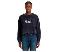 Overdyed Cropped Logo Loose Sweater - Dark blue - Women L