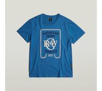 G Star Raw Mens G Regular Fit Lettering Crew Neck T-Shirt in Retro Blue - Size X-Small
