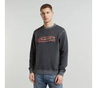 G Star Raw Mens G-Star RAW Destroyed G Logo Washed Sweater - Black Cotton - Size Small