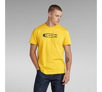 G Star Raw Mens G-Star RAW Distressed Old School Logo T-Shirt - Yellow Cotton - Size X-Small