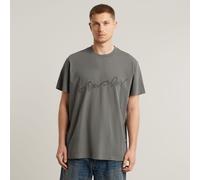 G Star Raw Mens G-Star RAW Flock G-Script Loose T-Shirt - Grey Cotton - Size Medium