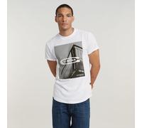 G Star Raw Mens G-Star RAW HQ Old School Logo Lash T-Shirt - White Cotton - Size X-Large