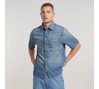 G Star Raw Mens G-Star RAW Slanted Double Pocket Regular Shirt - Blue Cotton - Size Large