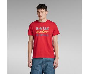 G Star Raw Mens G-Star RAW Triple Logo Graphic T-Shirt - Red Cotton - Size Small