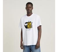G Star Raw Mens G-Star RAW Unisex Boombox Cartoon Loose T-Shirt - White Cotton - Size X-Small