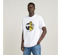 G Star Raw Mens G-Star RAW Unisex Rhino Cartoon Loose T-Shirt - White Cotton - Size 2XS
