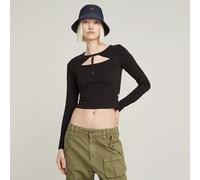 G Star Raw Womens G-Star RAW Cropped Keyhole Slim Top - Black Cotton - Size X-Large