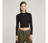G Star Raw Womens G-Star RAW Cropped Mock Slim Top - Black Cotton - Size X-Large